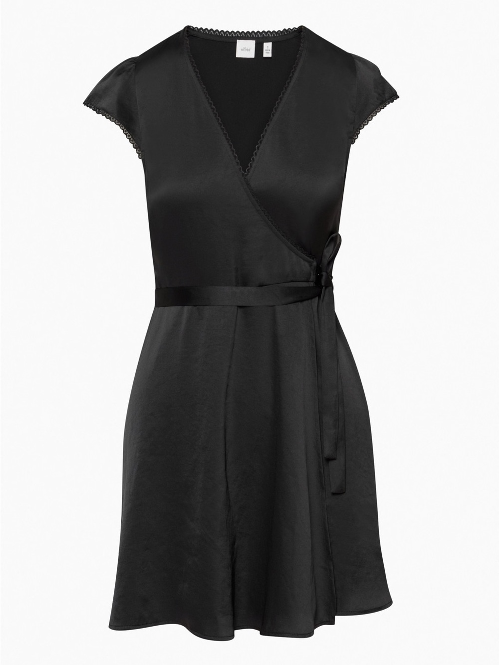 . Wilfred Satin Wrap Mini Dress Size S Black